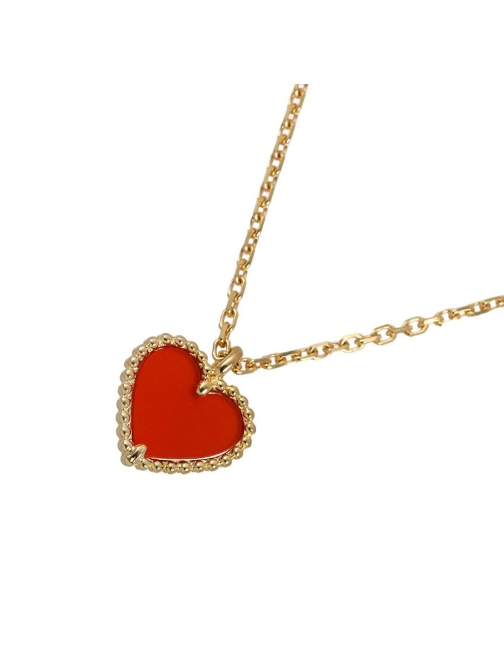 Van Cleef & Arpels Sweet Alhambra Carnelian Necklace 42 18k Pink Gold